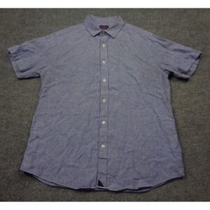 UNTUCKit Shirt Mens L Blue 100% Linen Button Up Short Sleeve Shirt